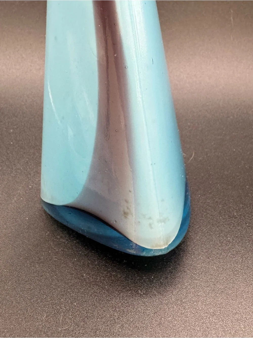 VTG Art Glass Bud Vase Futuristic Modern Amorphous 3 sided Contemporary 7.5”